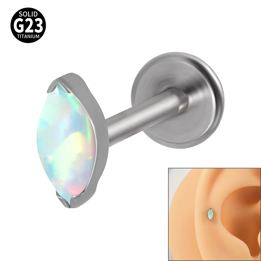 Titanium Dropshaped Ear Bone Ring With Horse Eye And Lip Design Electroplated Unisex Simple Style - Image 9