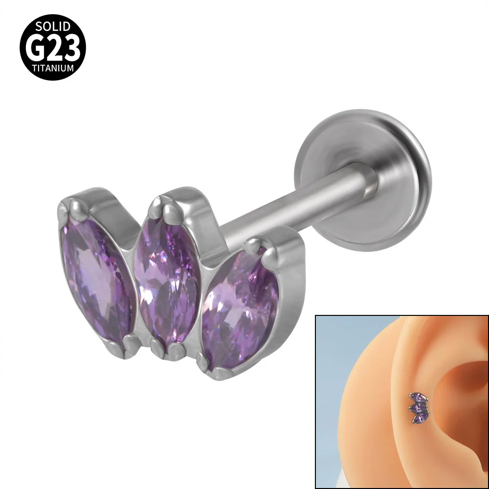 Titanium Electroplated Unisex Horse Eye Zircon Earrings And Inner Tooth Ear Bone Nail Earrings - Image 16