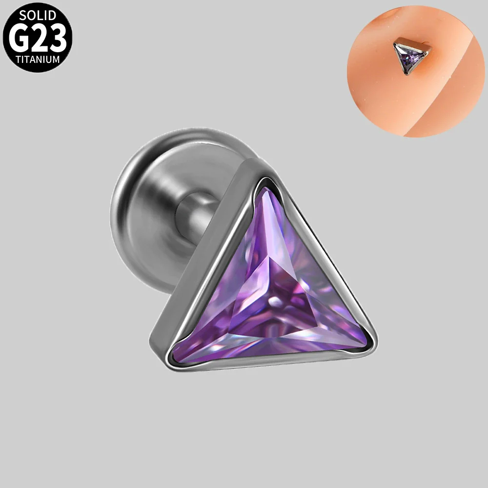 Titanium Geometric Polishing Triangle Zircon Ear Bone Nail And Lip Ring For Unisex - Image 8