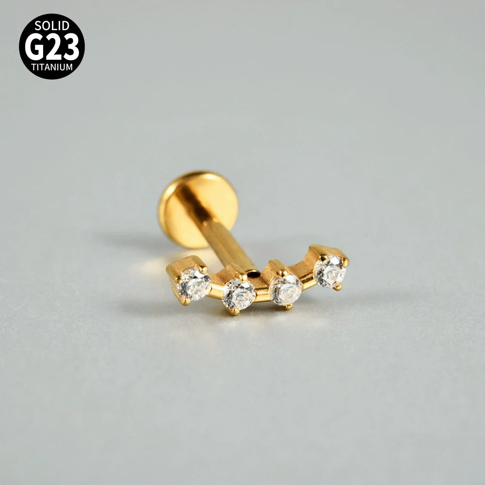 Titanium Inner Tooth Lip Nail And Lip Ring Jewelry With Geometric Pattern And Electroplating Butterfly And Dog Footprint Inlaid Zircon - Image 13