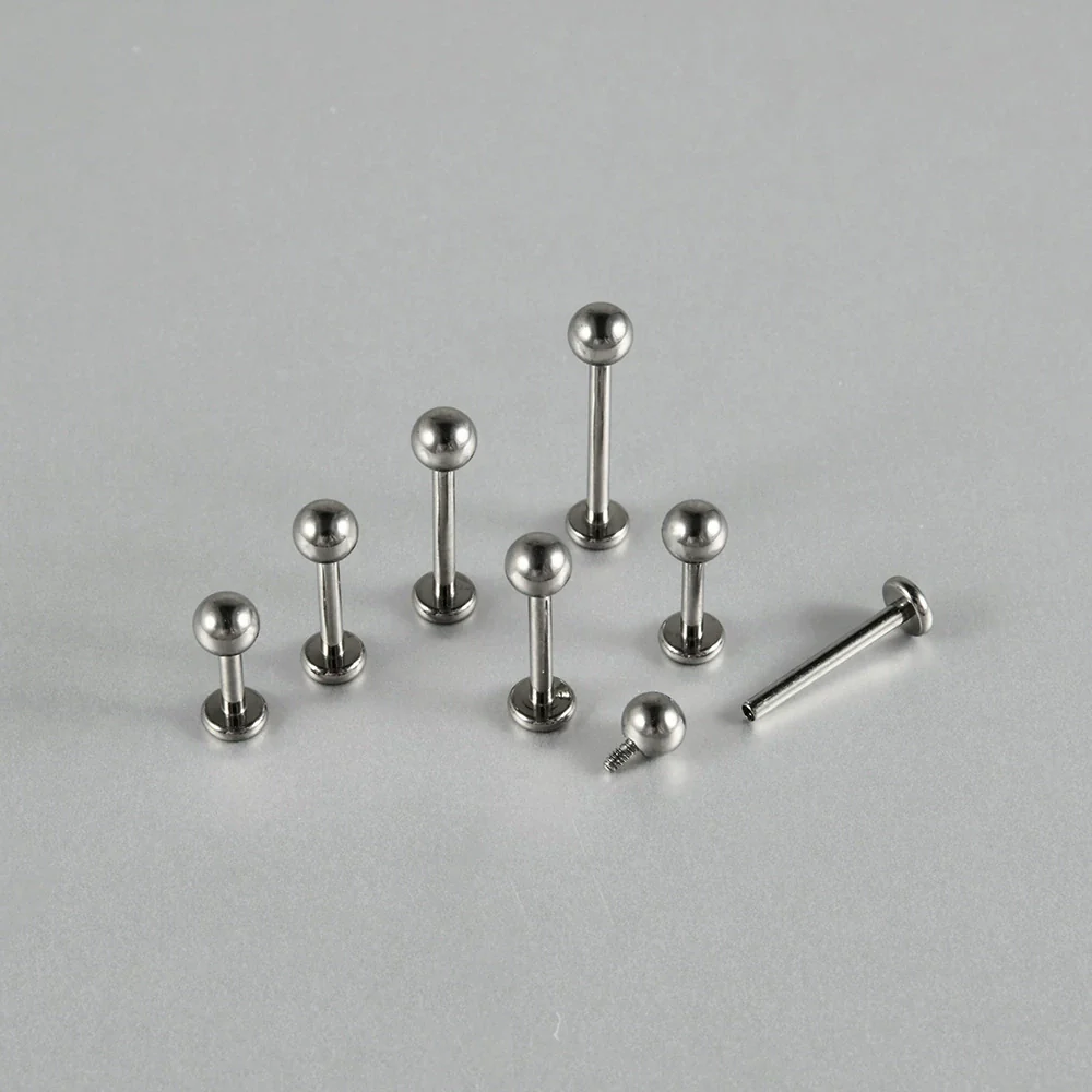 Titanium Inner Tooth Lip Nail Round Ball Lip Ring Ear Bone Nail With Polishing - Image 3