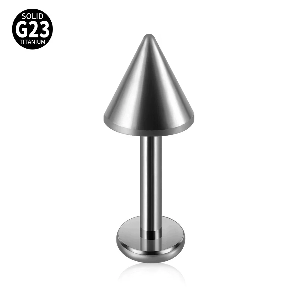 Titanium Internal Thread Pointed Cone Lip Nail Simple Ball Internal Tooth T Shaped Lip Ring Puncture With Geometric Style And Polishing Treatment - Image 7