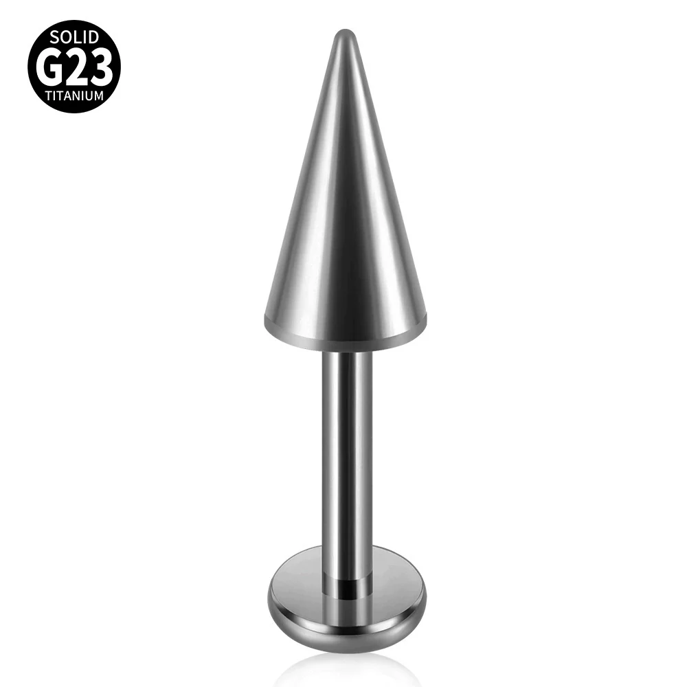 Titanium Internal Thread Pointed Cone Lip Nail Simple Ball Internal Tooth T Shaped Lip Ring Puncture With Geometric Style And Polishing Treatment - Image 8