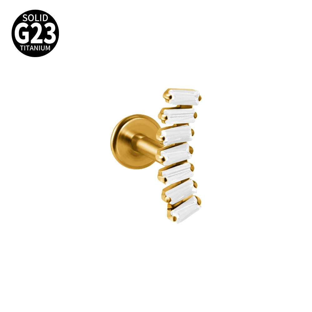 Titanium Lip Ring And Ear Nail Jewelry With Geometric Pattern And Zircon Design - Image 12
