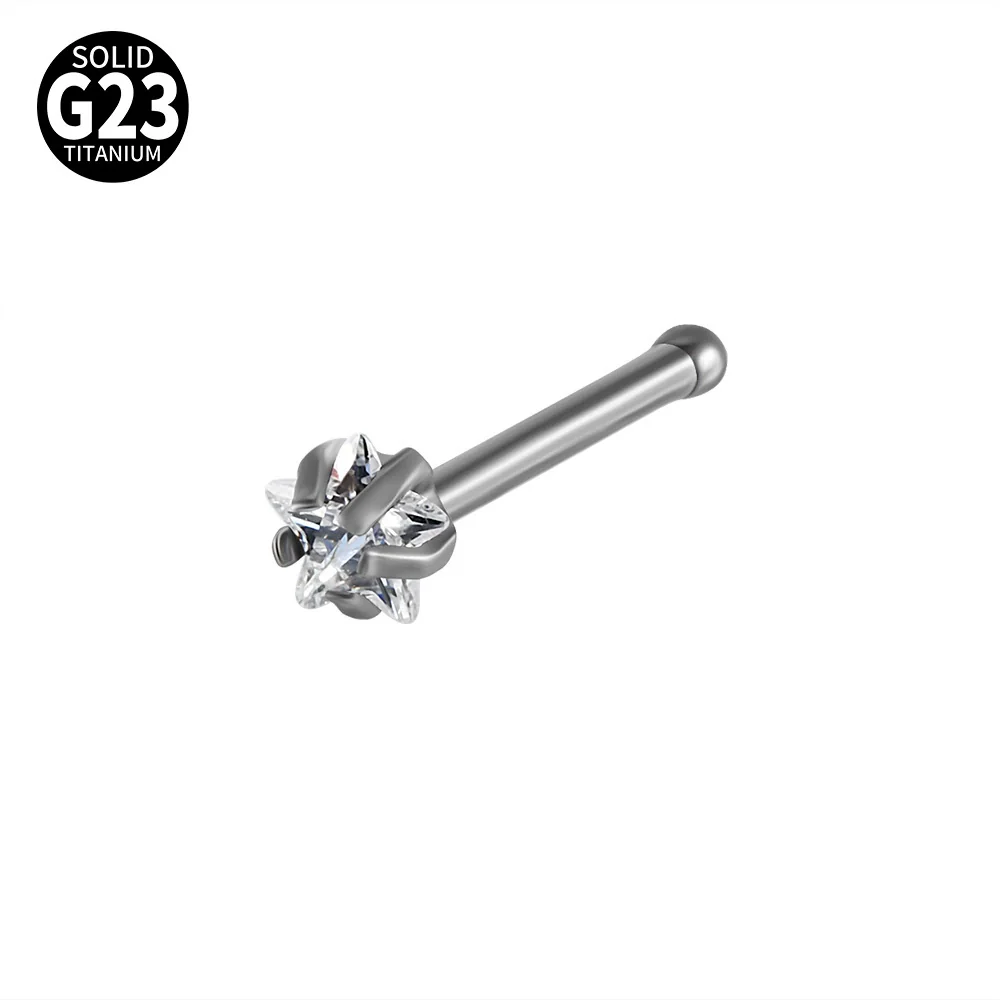 Titanium Nose Ring Zircon Heart Shape Body Piercing Decoration - Image 12