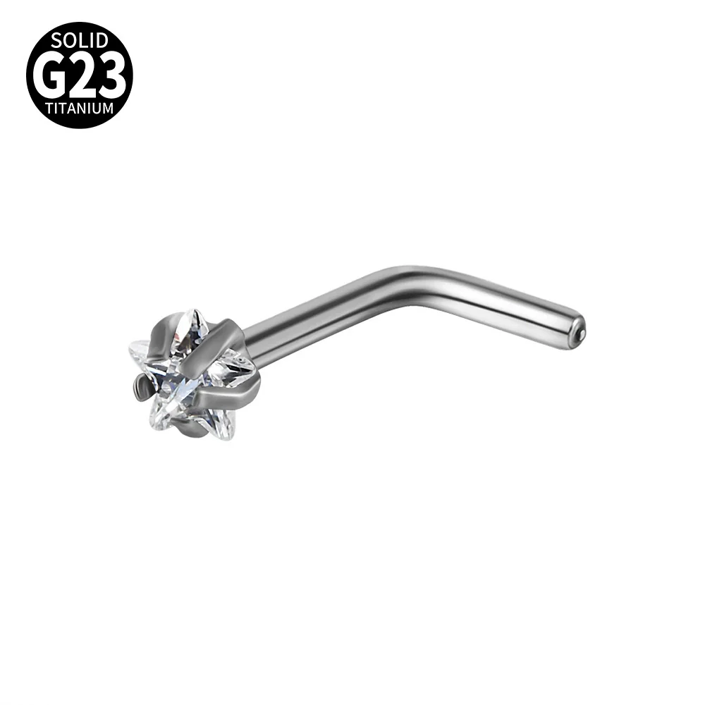 Titanium Nose Ring Zircon Heart Shape Body Piercing Decoration - Image 13