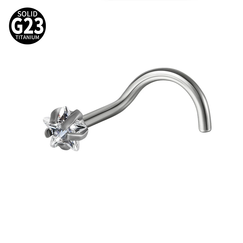 Titanium Nose Ring Zircon Heart Shape Body Piercing Decoration - Image 14