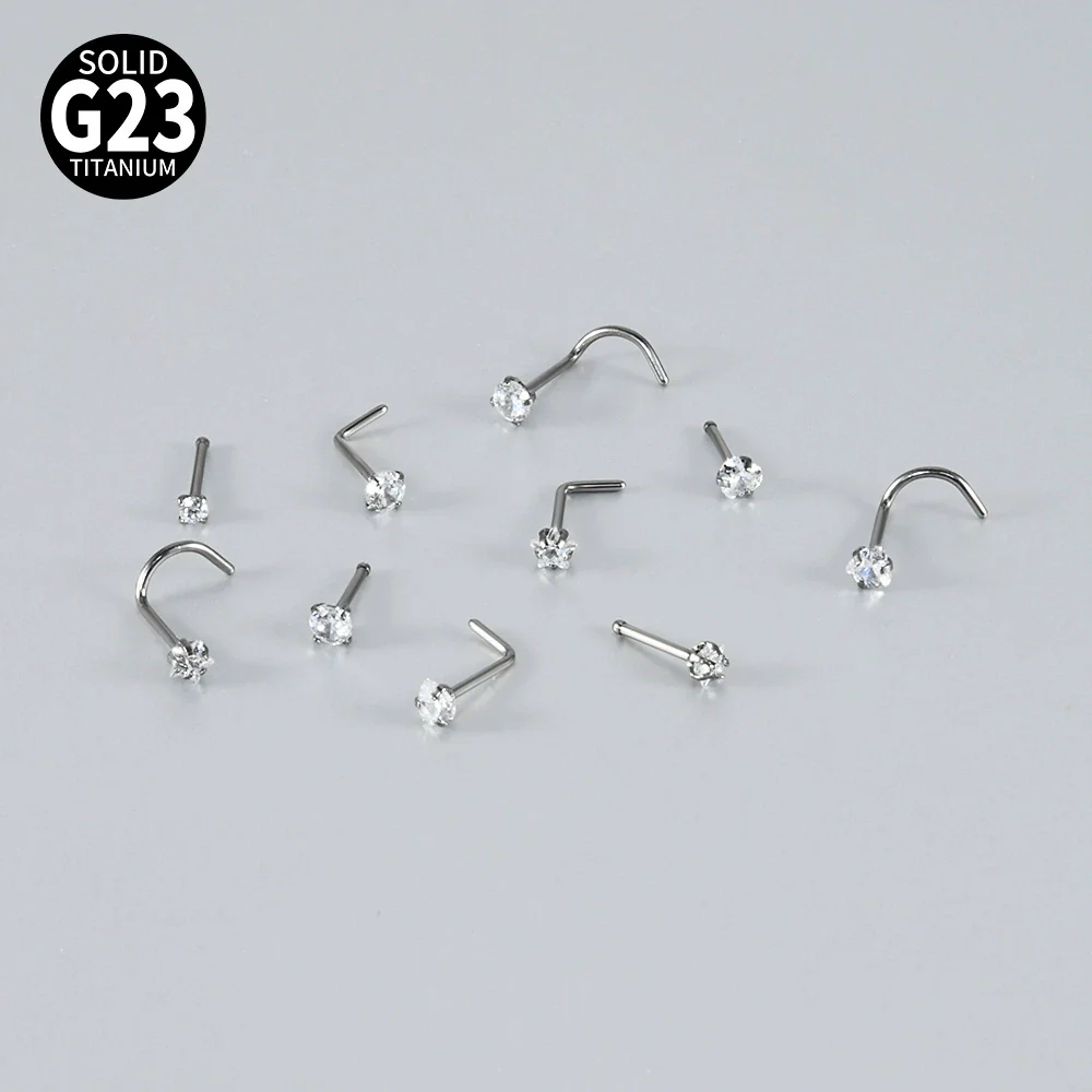 Titanium Nose Ring Zircon Heart Shape Body Piercing Decoration - Image 2