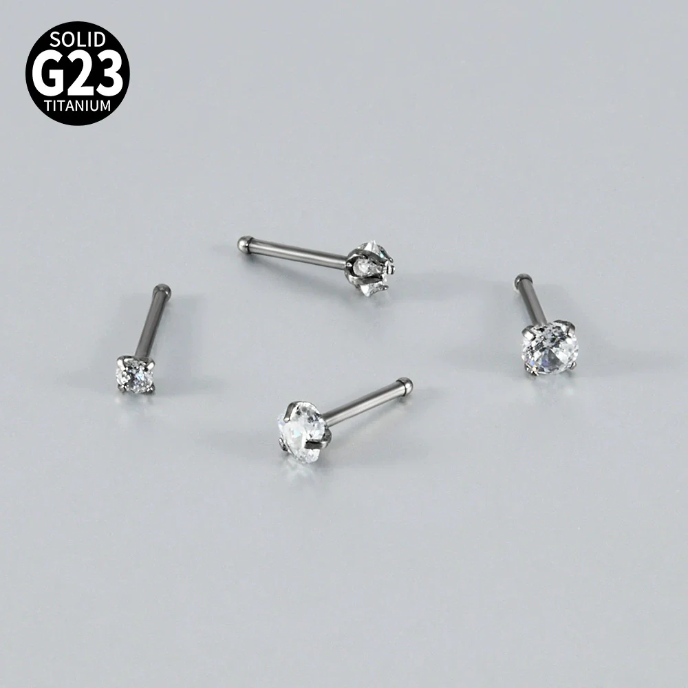 Titanium Nose Ring Zircon Heart Shape Body Piercing Decoration - Image 3
