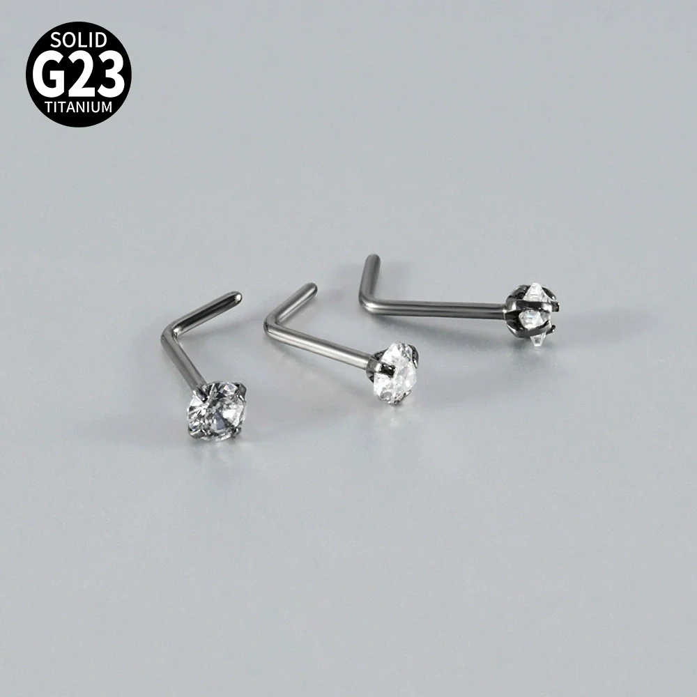 Titanium Nose Ring Zircon Heart Shape Body Piercing Decoration - Image 4