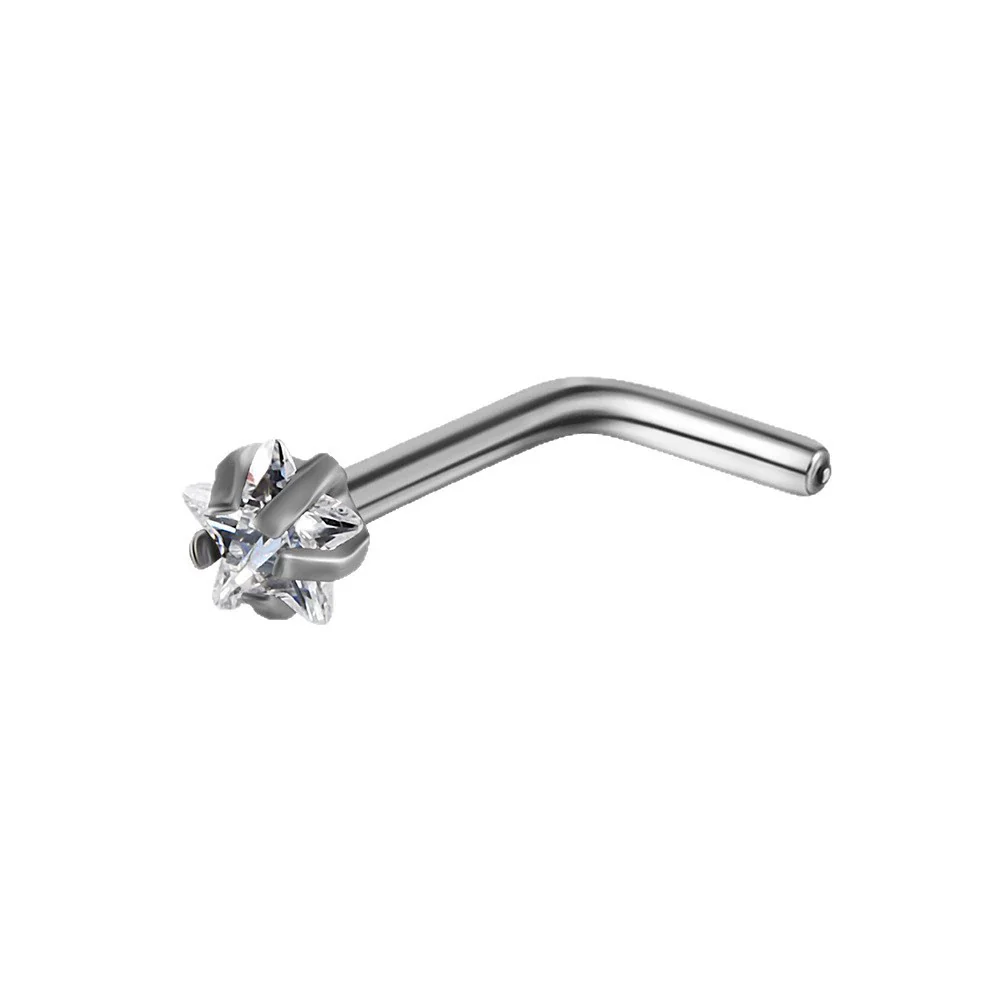 Titanium Nose Ring Zircon Heart Shape Body Piercing Decoration - Image 5