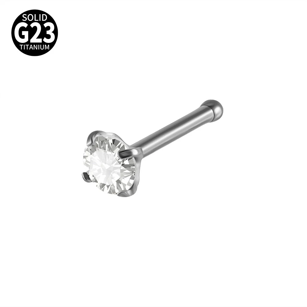 Titanium Nose Ring Zircon Heart Shape Body Piercing Decoration - Image 6