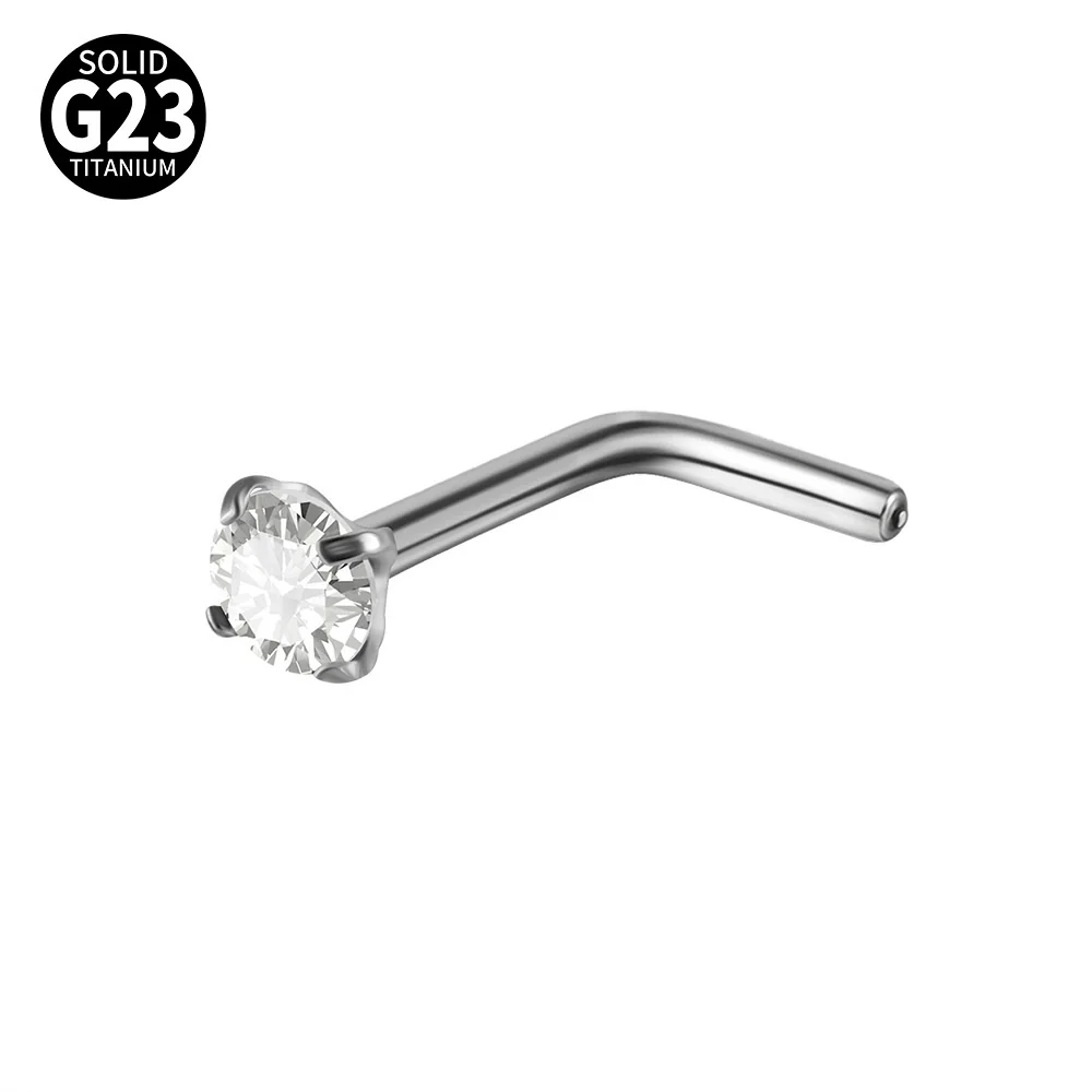 Titanium Nose Ring Zircon Heart Shape Body Piercing Decoration - Image 7