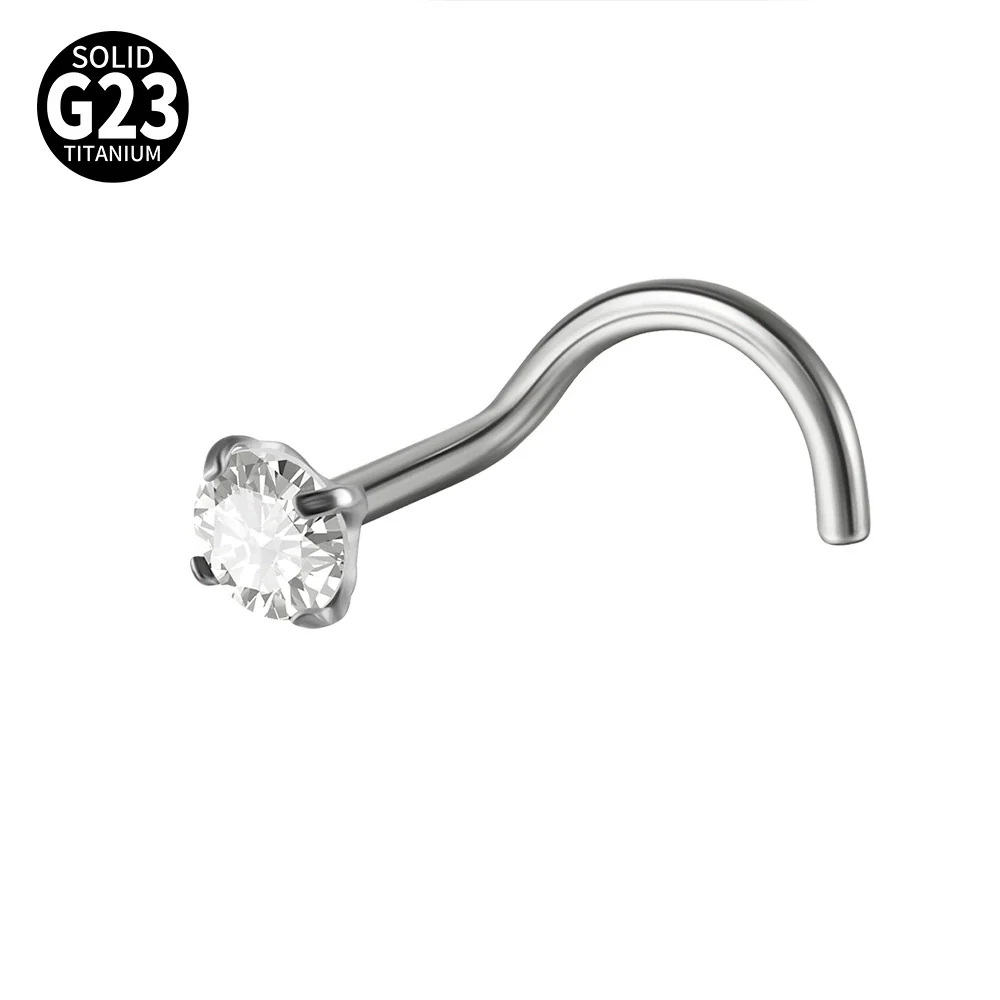 Titanium Nose Ring Zircon Heart Shape Body Piercing Decoration - Image 8