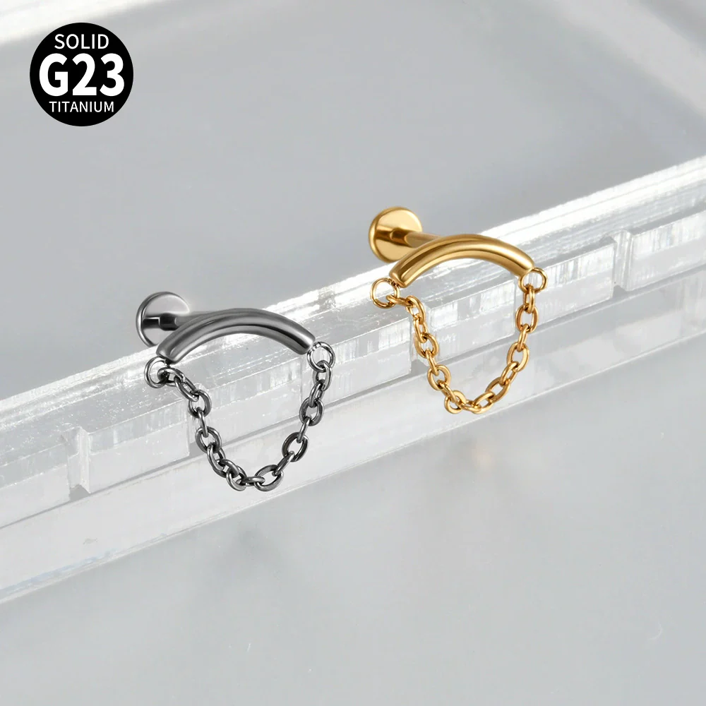 Titanium Seahorse And Flower Pattern Electroplated Curved Chain Earrings Fashion Unisex - Image 3