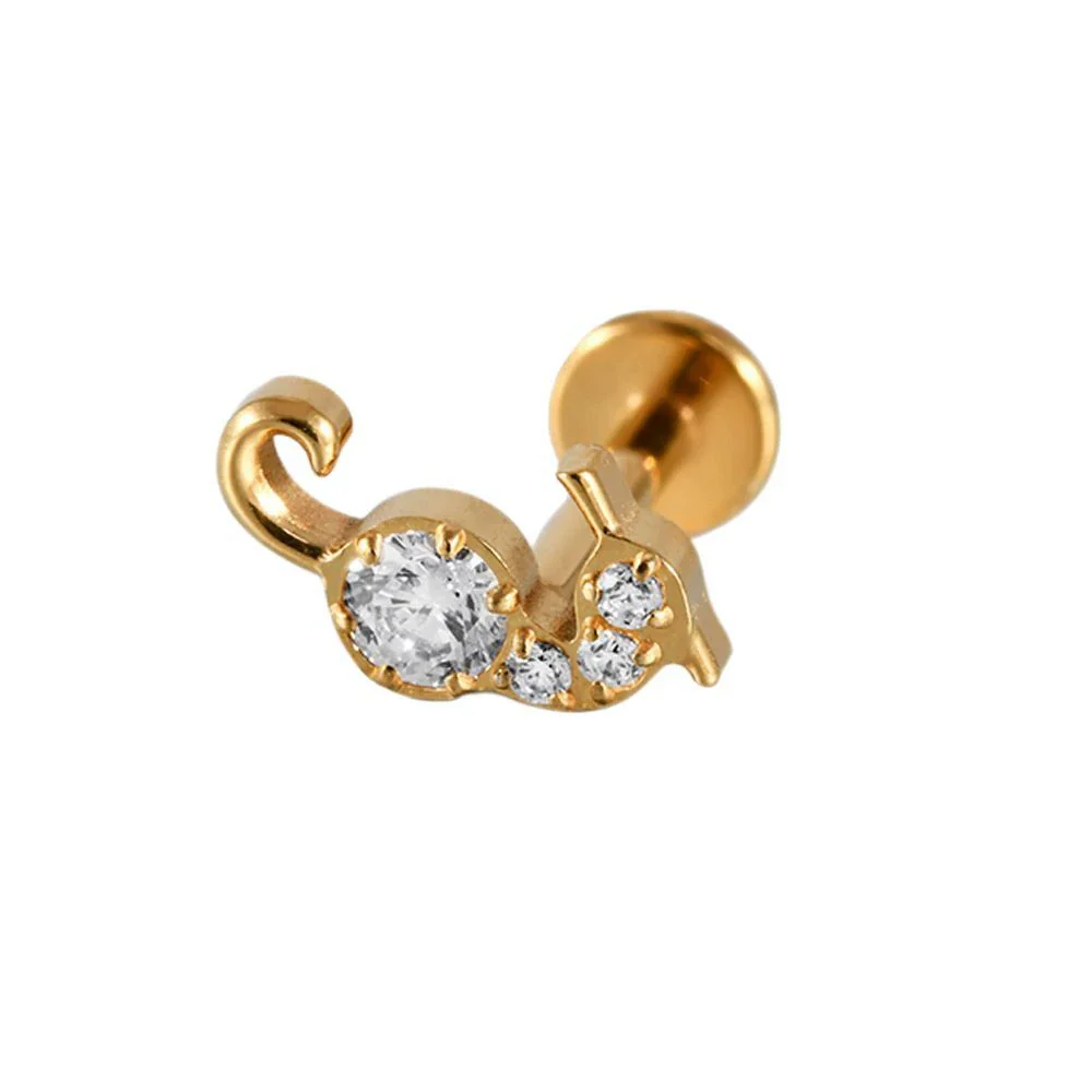 Titanium Seahorse And Flower Pattern Electroplated Curved Chain Earrings Fashion Unisex - Image 5
