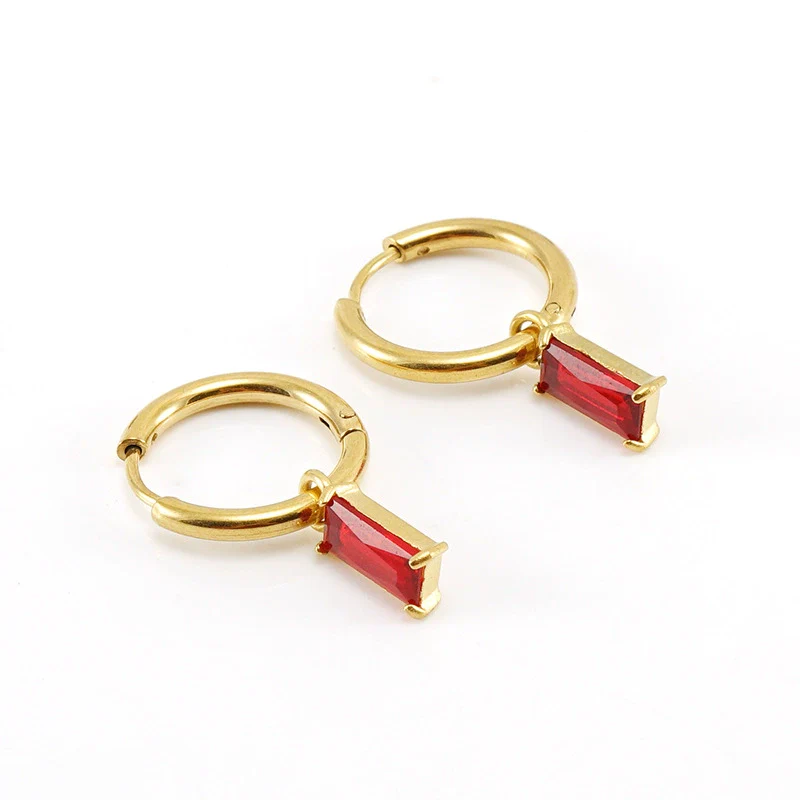 316L Stainless Steel 18K Gold Plated Square Geometric Drop Shape Earrings For Women - Image 5