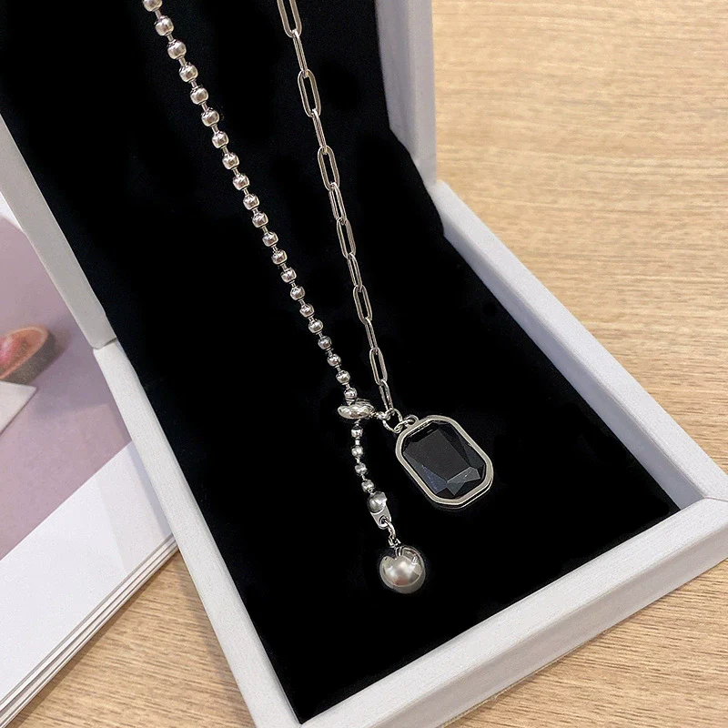 Titanium Steel Alloy Women's Geometric Style Square Clavicle Necklace - Image 2