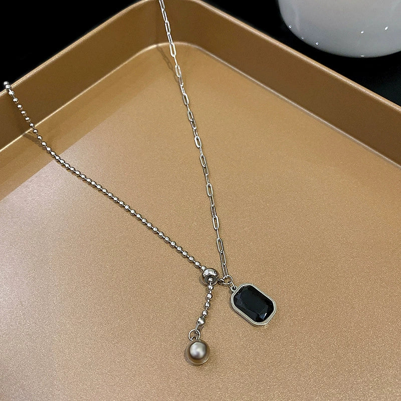 Titanium Steel Alloy Women's Geometric Style Square Clavicle Necklace - Image 4