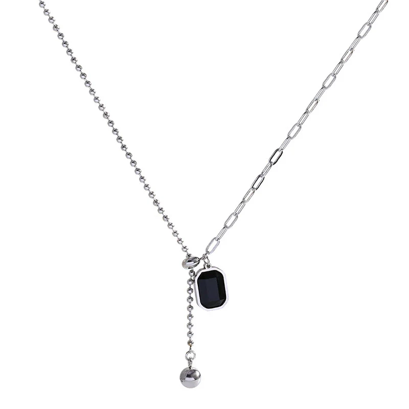 Titanium Steel Alloy Women's Geometric Style Square Clavicle Necklace - Image 5