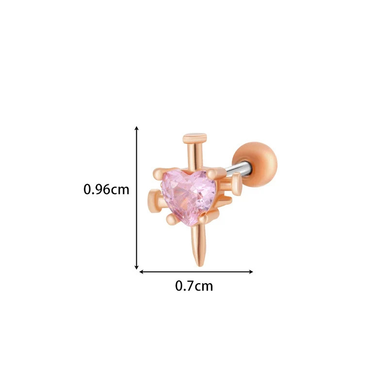 Titanium Steel And Copper Earrings With Inlaid Zircon Heart Bow Bear Design Electroplated For Women Fashion Flower Style - Image 11
