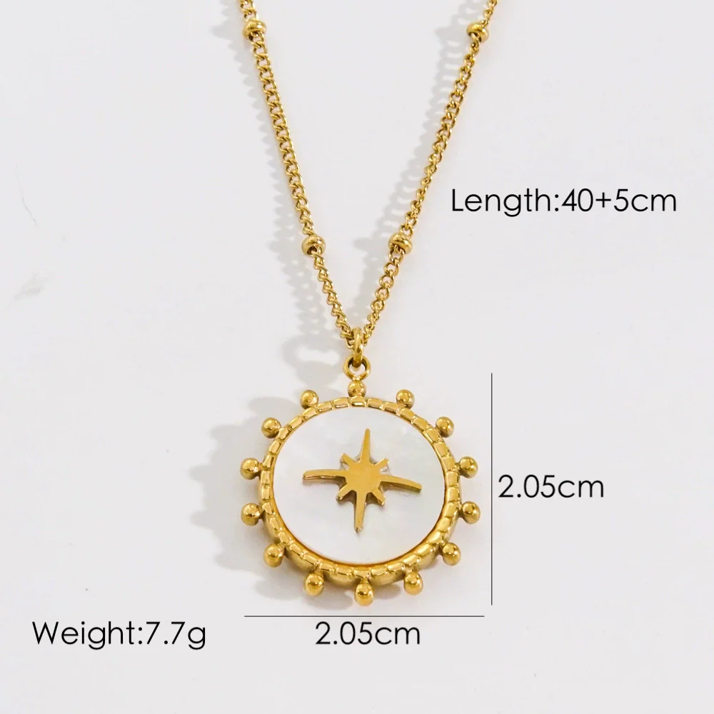 Titanium Steel And Natural Stone Women's Necklace With Geometric Pattern And Ball Chain In Light Luxury Style - Image 7