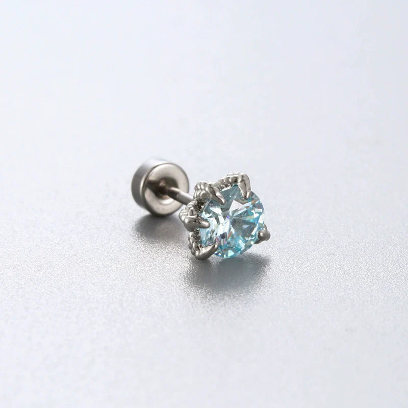 Titanium Steel Animal Zodiac Zirconia Couple's Screw Earring - Image 2