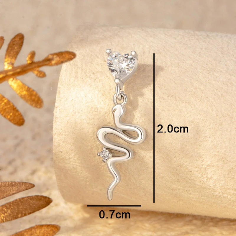 Titanium Steel Animals Zodiac Snake Pendant Inlaid Zircon Girls' Earrings - Image 5