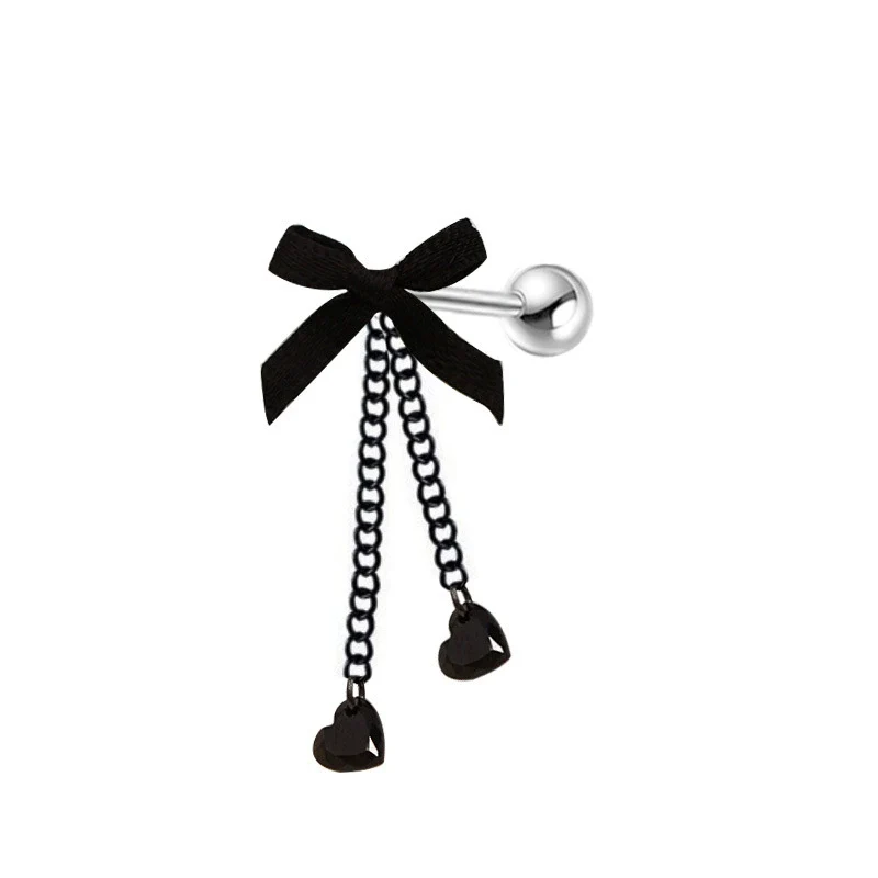 Titanium Steel Bow Heart Star Pattern Electroplated Unisex Jewelry Earrings - Image 5