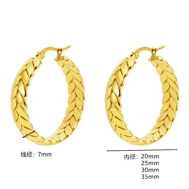 Titanium Steel Braided Circle Geometric Earrings For Women With Polishing Treatment - Image 5