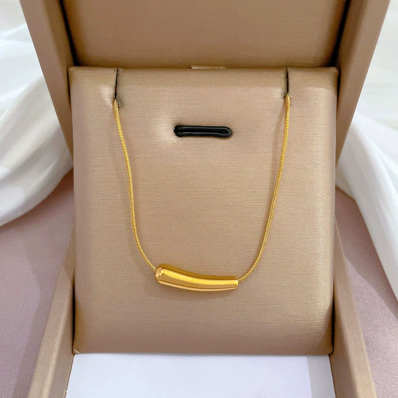 Titanium Steel Cartoon Eggplant Geometric Electroplated Necklace For Women - Image 3