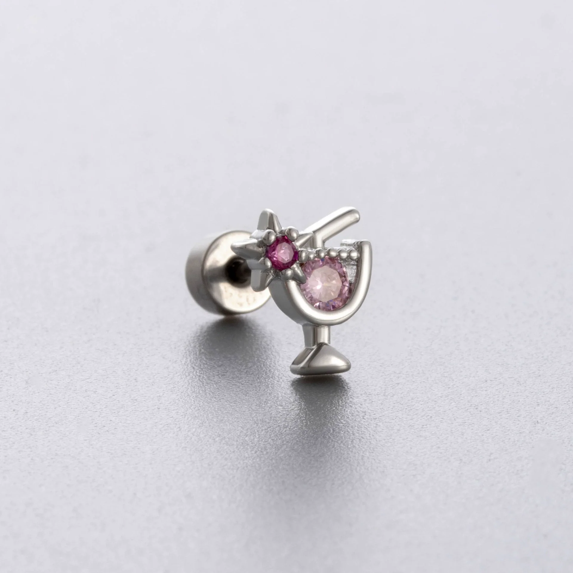 Titanium Steel Ear Nail With Butterfly Whale Flower Zircon Inlay And Lovely Animal Zodiac Pattern - Image 7
