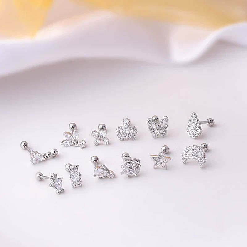 Titanium Steel Electroplated Women's Earrings With Crown Butterfly Star And Moon Shapes - Image 4