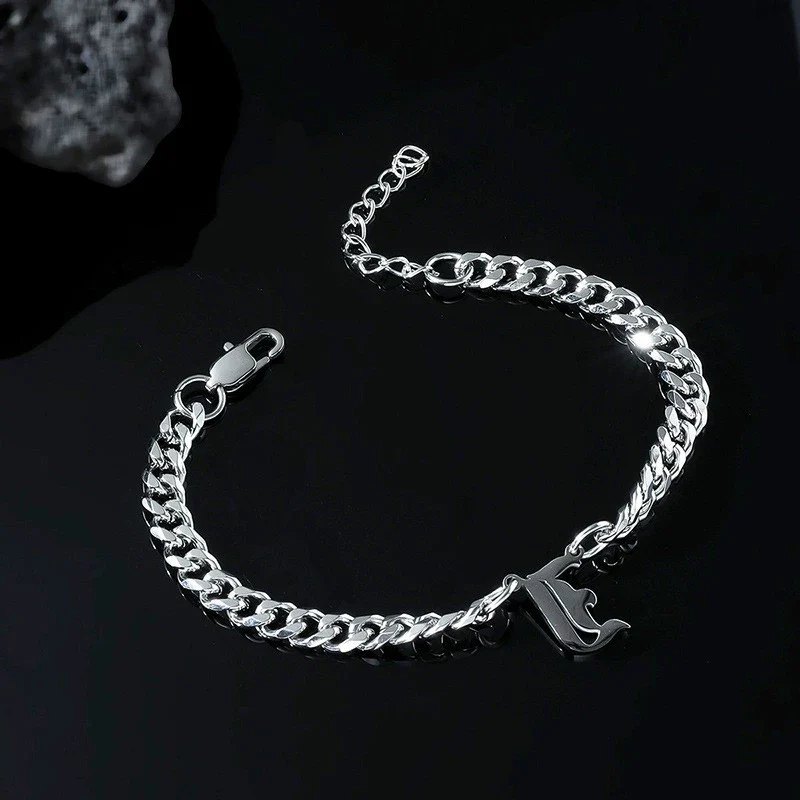 Titanium Steel English Alphabet Pendant Necklace With Cuban Chain Electroplating Hip Hop Fashion Style - Image 30