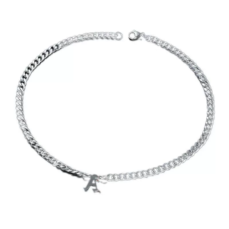 Titanium Steel English Alphabet Pendant Necklace With Cuban Chain Electroplating Hip Hop Fashion Style - Image 5