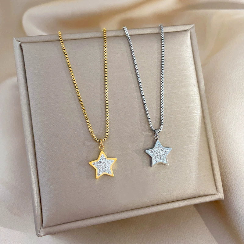 Titanium Steel Fivepointed Star Minimalist Electroplated Necklace Unisex Accessories
