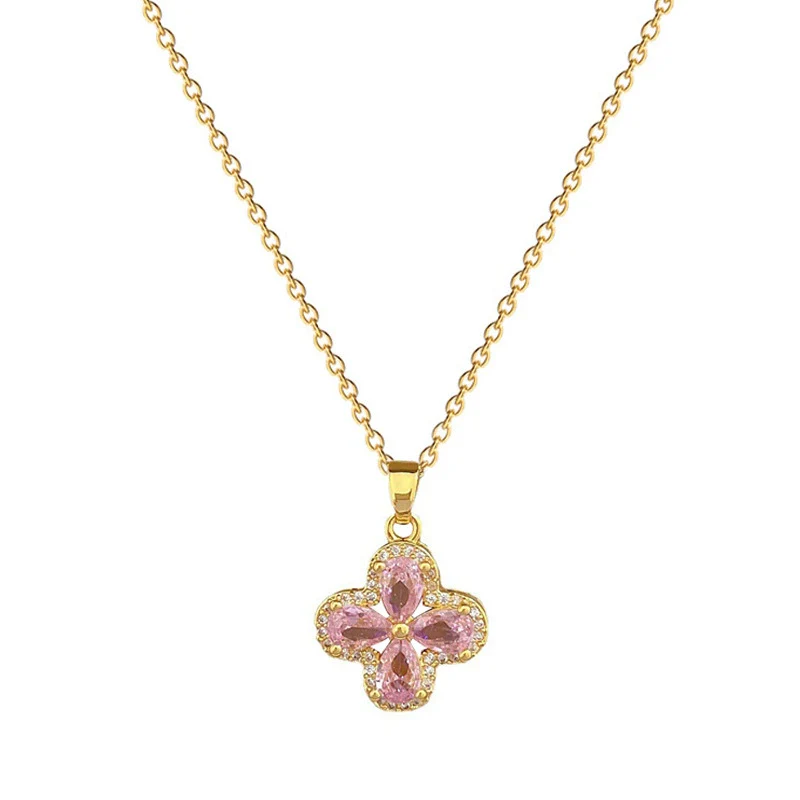 Titanium Steel Fourleaf Flower Jewelry Set With Geometric Pattern And Electroplating For Women - Image 4