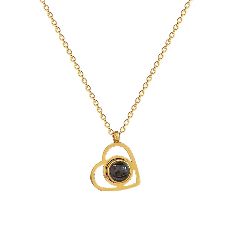 Titanium Steel Geometric Cartoon Style Electroplated Love Projection Minimalist Necklace Accessories - Image 5