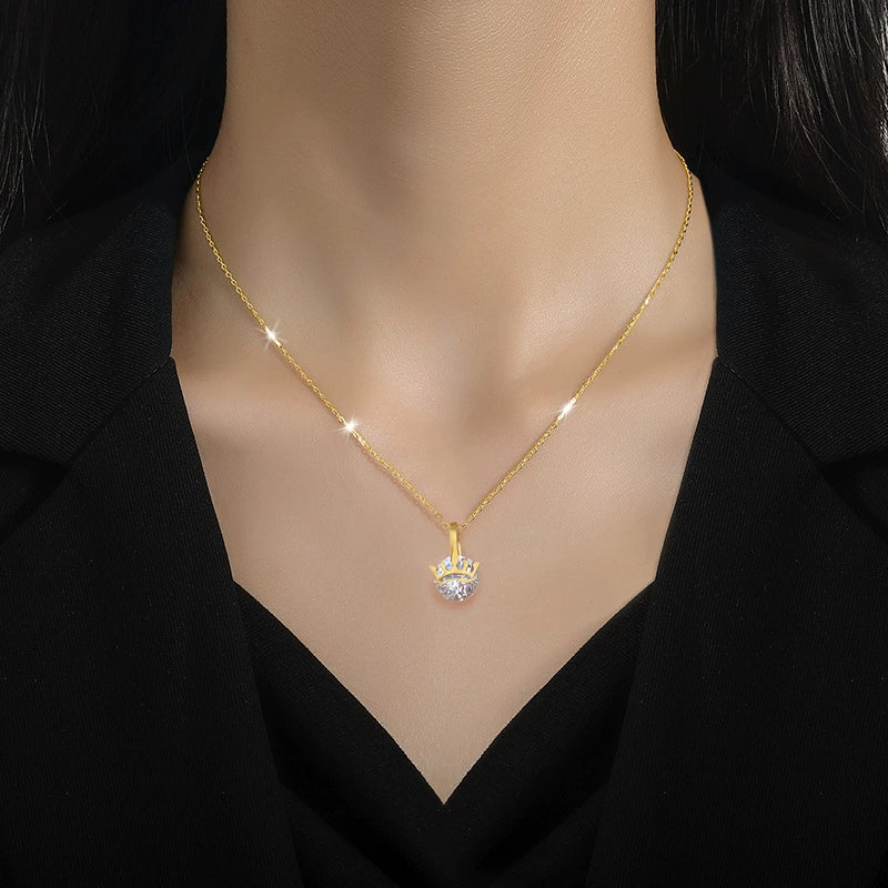 Titanium Steel Geometric Crown Zircon Electroplated Unisex Necklace - Image 2