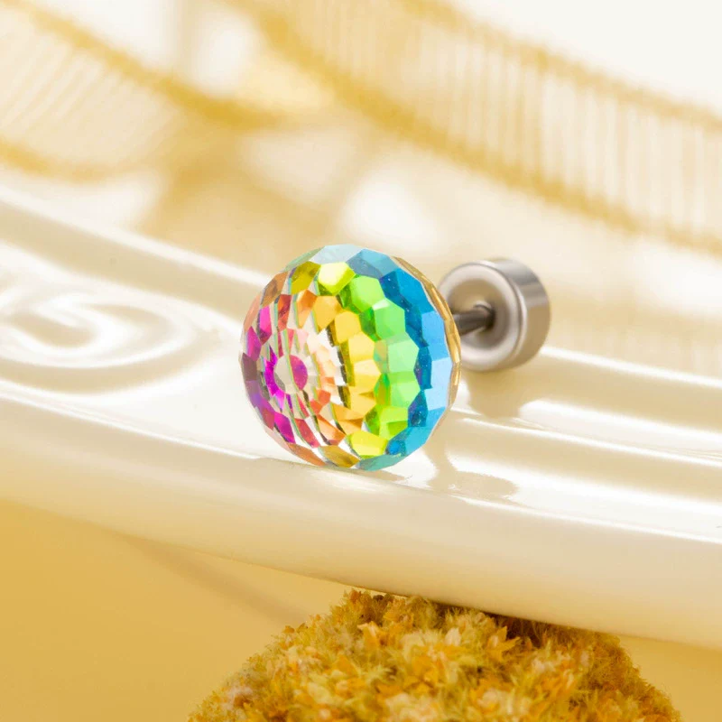 Titanium Steel Geometric Crystal Screw Ear Nail - Image 2