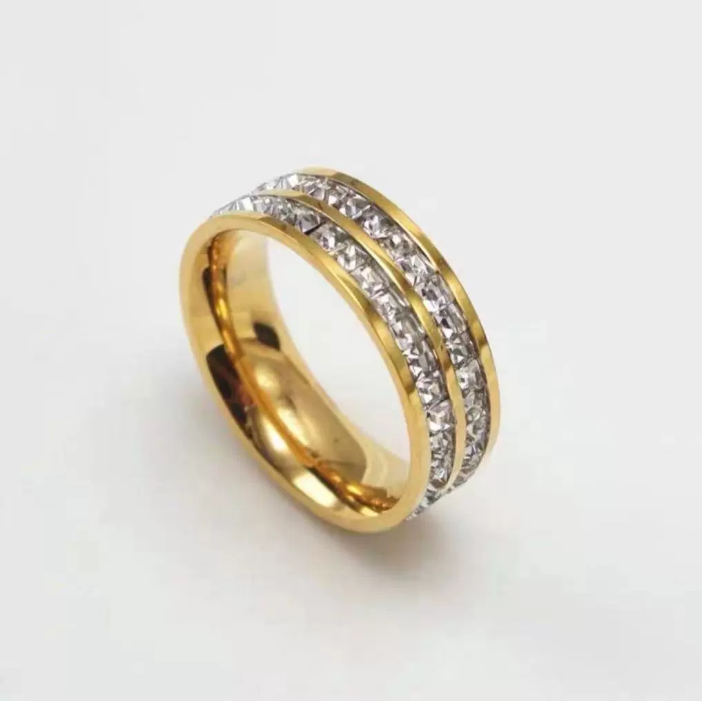 Titanium Steel Geometric Diamond Ring Unisex - Image 10