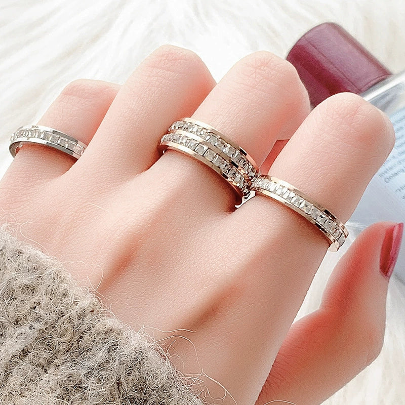 Titanium Steel Geometric Diamond Ring Unisex - Image 2