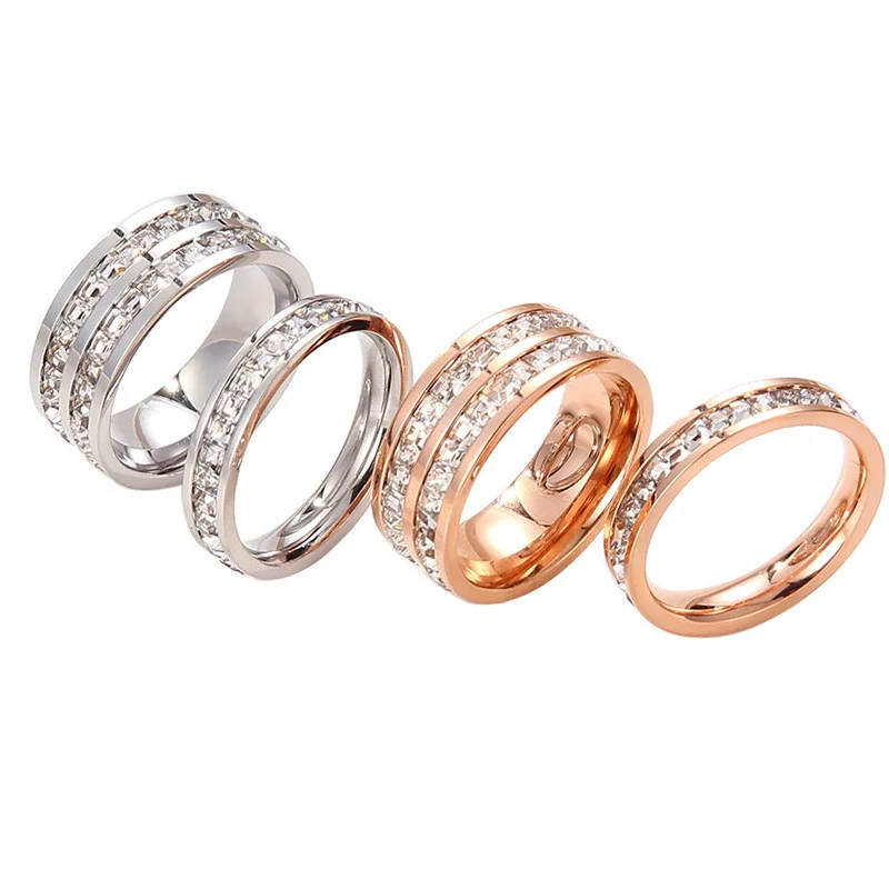 Titanium Steel Geometric Diamond Ring Unisex - Image 4
