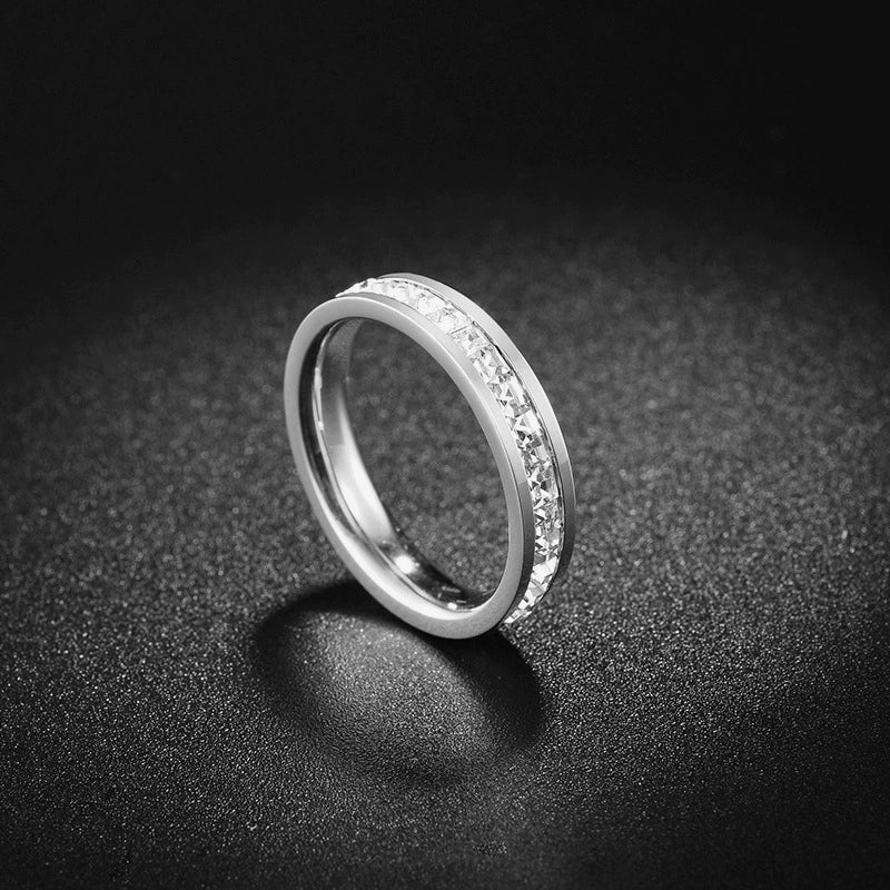 Titanium Steel Geometric Diamond Ring Unisex - Image 6