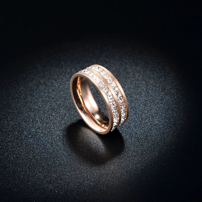 Titanium Steel Geometric Diamond Ring Unisex - Image 7