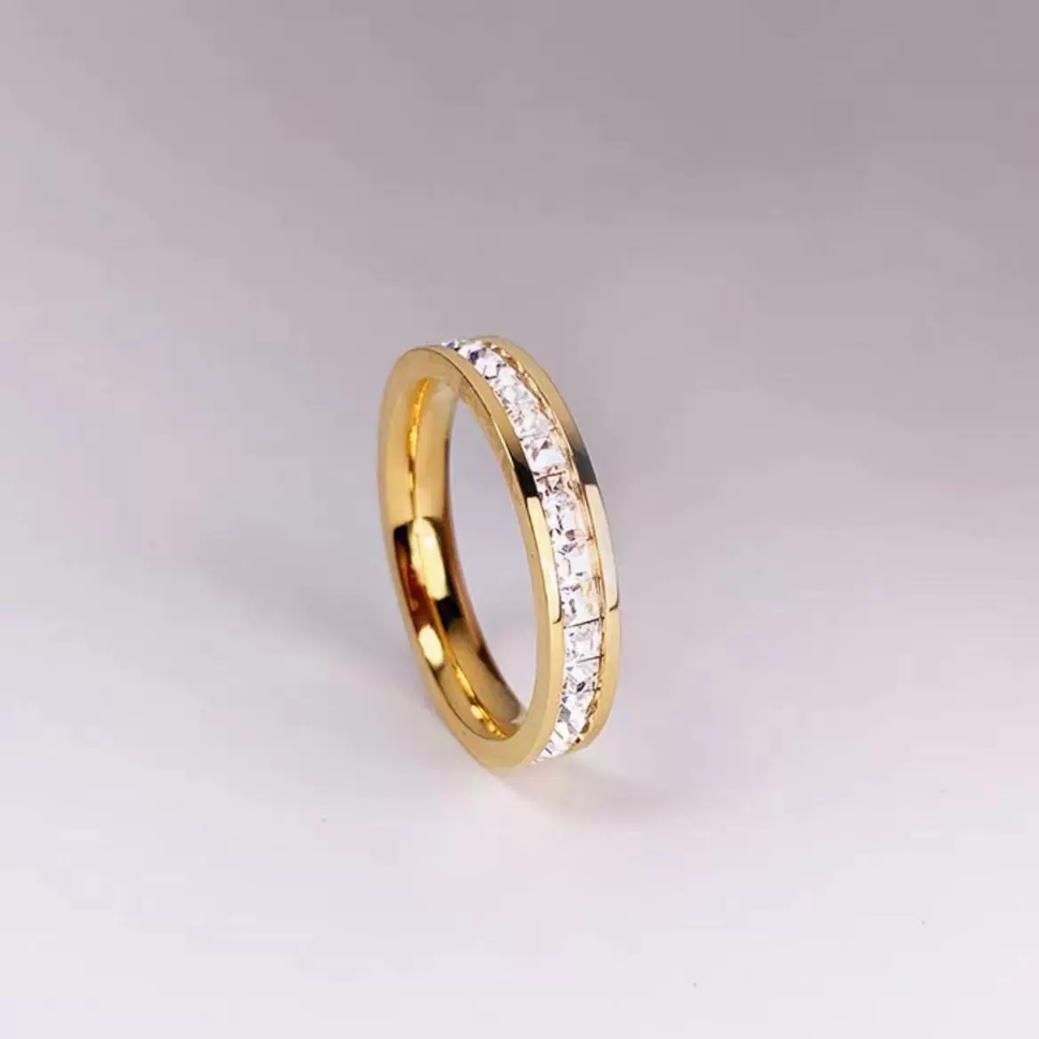 Titanium Steel Geometric Diamond Ring Unisex - Image 9