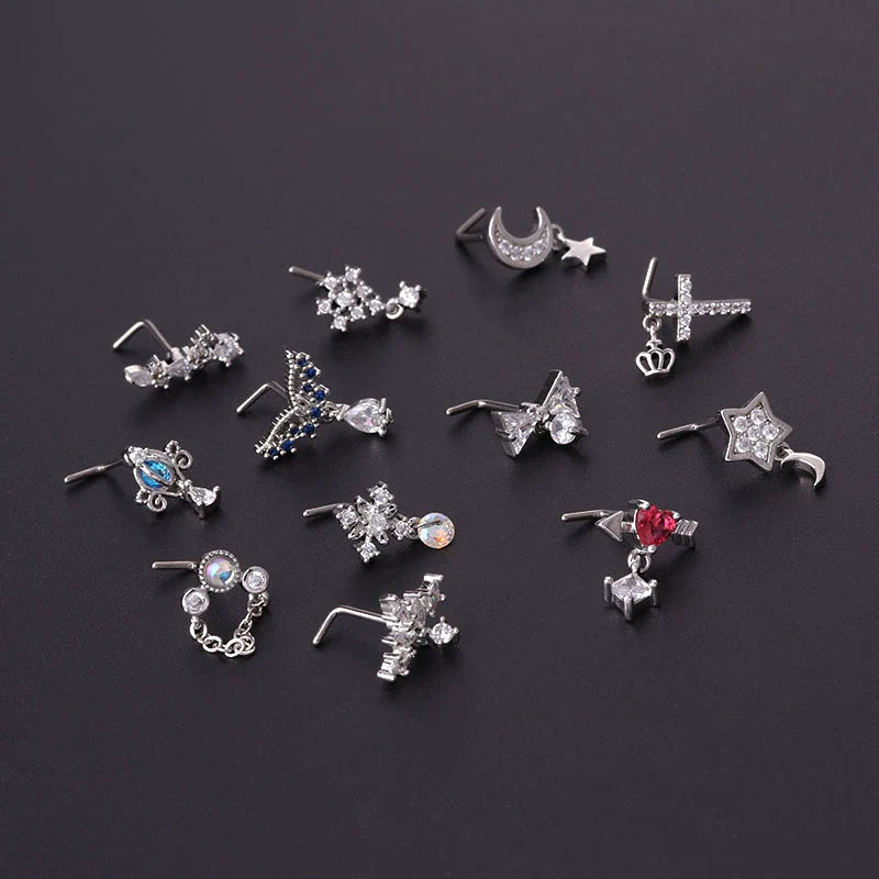 Titanium Steel Geometric Electroplated Puncture Jewelry For Women - Image 2