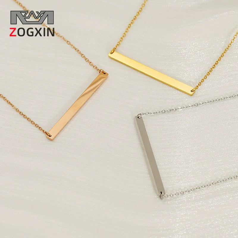 316L Stainless Steel Geometric Horizontal Necklace Clavicle Chain Jewelry With Electroplating
