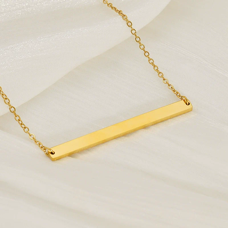 316L Stainless Steel Geometric Horizontal Necklace Clavicle Chain Jewelry With Electroplating - Image 3