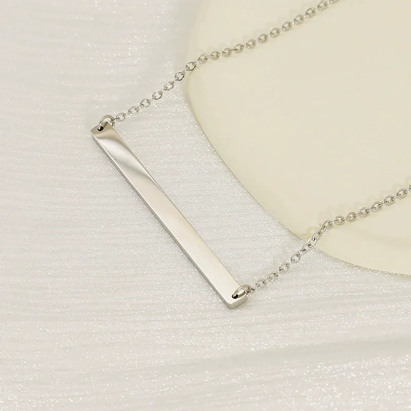316L Stainless Steel Geometric Horizontal Necklace Clavicle Chain Jewelry With Electroplating - Image 4
